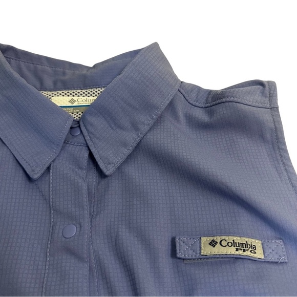 Columbia PFG Sleeveless Fishing Shirt Women’s Size XL Blue Vented Button Front - Picture 3 of 13